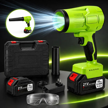 21V Cordless Turbo Jet Blower with Pure Copper Brushless Motor, Drying & Cleaning Power Tool for Car Wash, Garden Maintenance, Holiday Gift Option