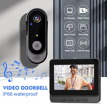X8 Wireless Rechargeable Smart Visual Doorbell Camera, 1080P HD Home Security Camera with Night Vision, 2-Way Talk, IP65 Rated Waterproof Sensor Alarm, Video Intercom, Privacy Protection, Wireless Setup, Two-Way Talk