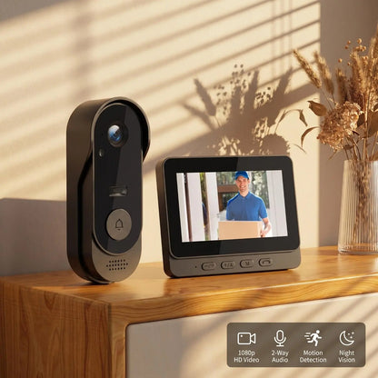 X8 Wireless Rechargeable Smart Visual Doorbell Camera, 1080P HD Home Security Camera with Night Vision, 2-Way Talk, IP65 Rated Waterproof Sensor Alarm, Video Intercom, Privacy Protection, Wireless Setup, Two-Way Talk